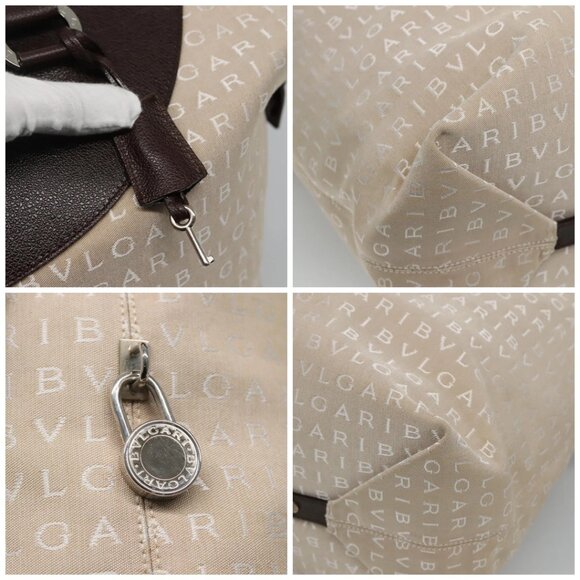 BVLGARI Logo Mania Tote Bag Canvas Beige - Picture 12 of 14